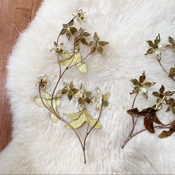 Vintage Home Interiors Gold Metal Hummingbird Wall Decor Set Boho Eclectic Home - Picture 3 of 3